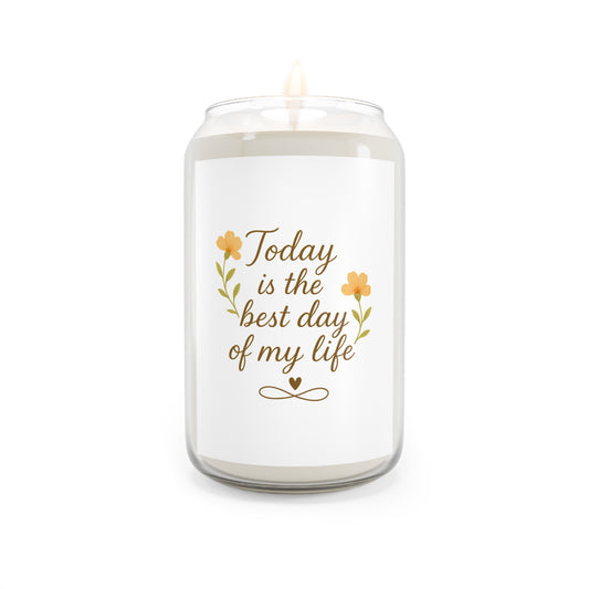 Floral Scented Candle - 'Today is the Best Day of My Life' - Perfect for Celebrations & Relaxation